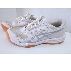 ASICS Upcourt 5 Womens Volleyball Shoes White Silver Gum Sole Sneakers SZ 8.5